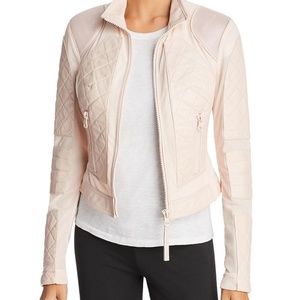 NWT Blanc Noir Leather & Mesh Moto Jacket in Pale Pink